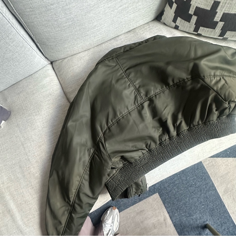 Zara Olive Green Bomber Jacket - Picture 7 of 8